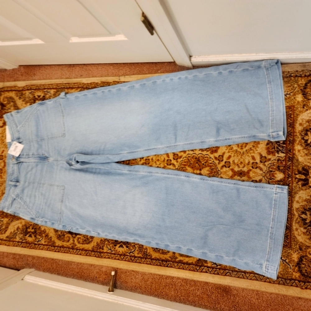 Light Blue Women's Jeans Dreamy Drape Super High Rise Baggy Wide Leg 16 Long